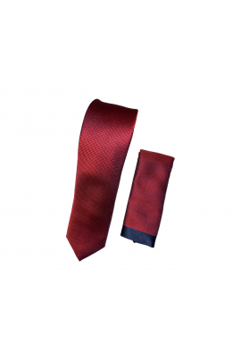 Γραβάτα Κ΄όκκινη Μπλε Ανάγλυφη με μαντηλάκι