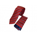 Γραβάτα Κόκκινη με Μπλε Ρίγες και μαντηλάκι