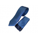 Γραβάτα Γαλάζια με μπλε λεπτομέρεια και μαντηλακι