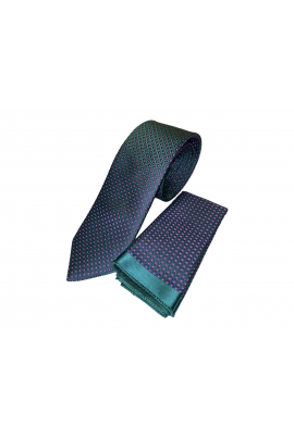 Γραβάτα μπλε κυπαρισσί ιριδίζον με μαντηλάκι