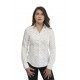 Λευκό γυναικείο πουκάμισο με οικόσημο και λεπτό diagonal μπλε κομποζαρισμα στην μανσετα