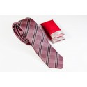 Ροζ Γραβάτα με χιαστί μαύρο και λευκό Πλατος 6,5cm