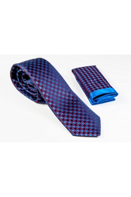 Καρό Γραβάτα Μπλε με Ροζ και Γαλάζιο Πλάτος 6,5cm