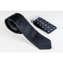 Μαύρη Γραβάτα με λευκή πουά λεπτομέρεια στο μαντιλάκι Πλάτος 6,5cm