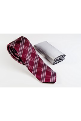 Κόκκινη Γραβάτα με χιαστί λευκό και γκρι Πλάτος 6,5cm