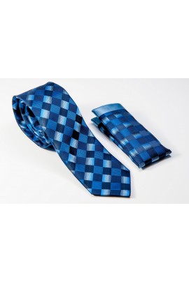 Μπλε Γραβάτα με χιαστί μπλε και γαλάζιο Πλάτος 6,5cm