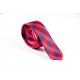 Slim κόκκινη γραβάτα με λευκό και γαλάζιο ντιαγκοναλ σχεδιο