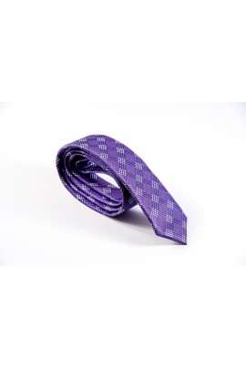 Slim μωβ γραβάτα με ασημί μικροσχέδιο