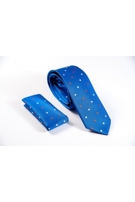 Regular μπλε ρουαγιάλ γραβάτα με λευκά χρυσά πουά