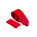 Regular κόκκινη γραβάτα με ανάγλυφο σχέδιο και μαντηλάκι
