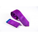 Regular μωβ γραβάτα με μπλέ μικροσχέδιο και μαντηλάκι